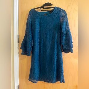 Teal lace short dress